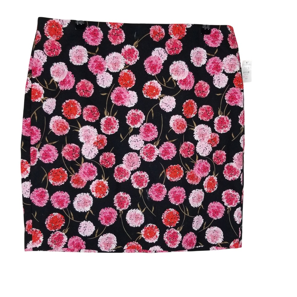Talbots Pencil Skirt Women 16P Black Pink Red Floral Print Petite New